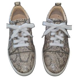 Christian Louboutin Sneakers aus Pythonleder mit Glitzer Weiß Python drucken Metallisch