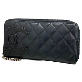 Cartera larga de piel de cordero patentada Chanel Cambon Negro