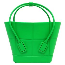 NEUF SAC A MAIN CABAS BOTTEGA VENETA ARCO MINI EN CAOUTCHOUC VERT + POCHON Vert