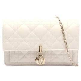 Borsa a spalla in pelle My Dior con catena Bianco