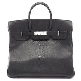Hermès Hermes Leather Haut à Courroies 32 Handbag Black