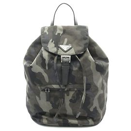 Prada Nylon Saffiano Leder Rucksack Grün