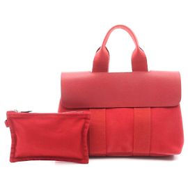 Hermès Borsa a mano in tela e pelle Hermes Valparaiso PM Rosso