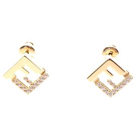 Orecchini Fendi Forever in oro con strass D'oro Metallico