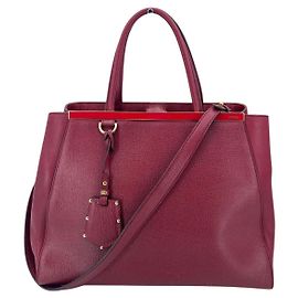 Fendi Leather Handbag Red Dark red