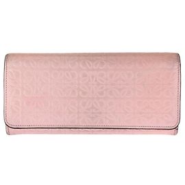 Portefeuille long en cuir Anagram Loewe Rose