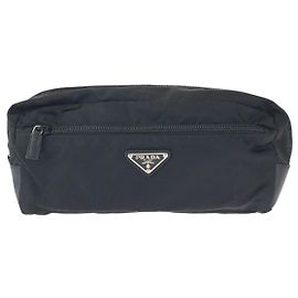 Clutch de couro nylon Saffiano Tessuto da Prada Preto