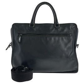Prada Black Leather Briefcase Business Bag Black