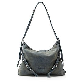Givenchy Washed Denim Voyou Medium Schultertasche Blau