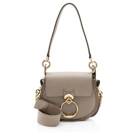 Chloé Bolsa de Ombro Tess Small em Couro de Bezerro Chloe Cinza