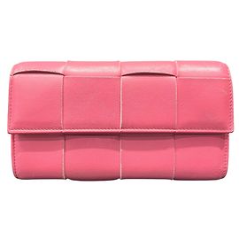 Bottega Veneta Pink Leather Long Wallet Pink