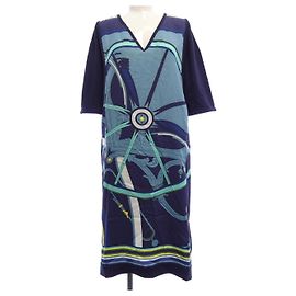 Hermès Twill Reine Kleid Blau