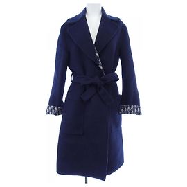 Christian Dior Wool Coat Blue Navy blue