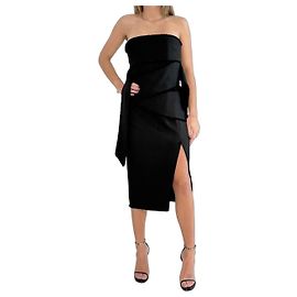 Autre Marque Misha Collection Trägerloses Midi Kleid Schwarz Schwarz