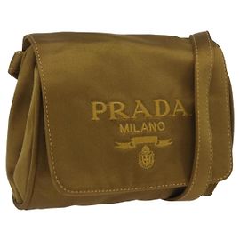 Borsa a Spalla PRADA Satin Khaki Oro Auth bs34407 D'oro Cachi