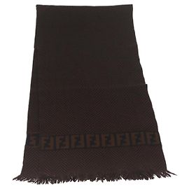 FENDI Cachecol de Lona Zucca Marrom Auth 174654 Marrom