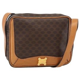 Céline Bolsa de ombro em lona Macadam CELINE em couro PVC marrom dourado Auth YKZ1481 Marrom Dourado