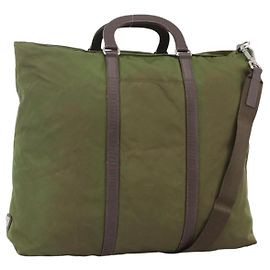 PRADA Handtasche Nylon 2-Wege Khaki Silber Auth mr2230 Silber Khaki