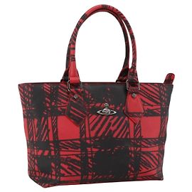 Borsa Tote Vivienne Westwood in PVC Canvas Rosso Argento Auth INZ073 Argento Rosso