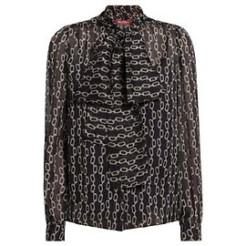 Max Mara Silk Blouse Navy Blue Chain Pattern Navy blue