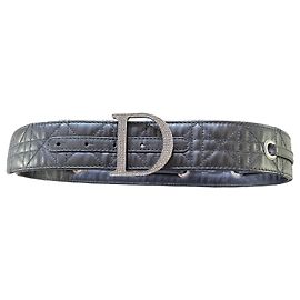Dior John Galliano Black Cannage Leather Belt 80 Black