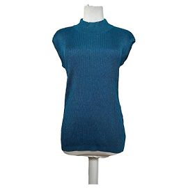 Vintage Turtleneck Dior Wool Top Blue Green L Blue