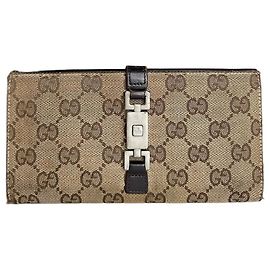 Cartera Long Jackie Monogram Vintage Gucci Beige Marrón Beige