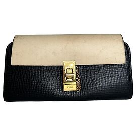 Chloé Cartera de cuero con estampado de serpiente vintage Chloe negra beige Negro