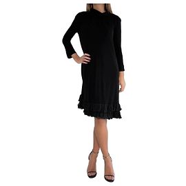 Balenciaga Schwarzes Viscose Kleid mit Rüschen Schwarz
