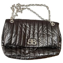 Borsa Hobo Balenciaga Monaco Chain Medium in pelle nera Nero