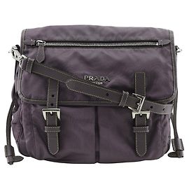 Bolsa de Ombro 2 em 1 de Nylon e Couro BT0687 da Prada Roxo