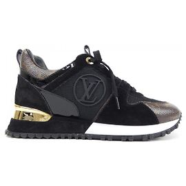 Louis Vuitton Run Away Line Suede Calf Leather Patent Monogram Sneaker Black