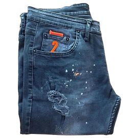 Graue Dsquared2 Jeans mit Farbklecksen und Patch Mehrfarben Grau