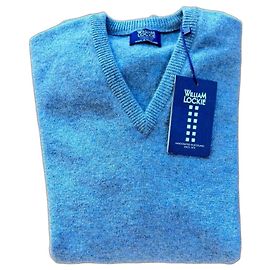 Autre Marque Suéter azul de lã com decote em V Azul