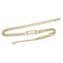 Cinto de Corrente Coco Mark da Chanel Rosa Dourado