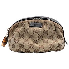Neceser de lona GG beige de Gucci con bambú Beige