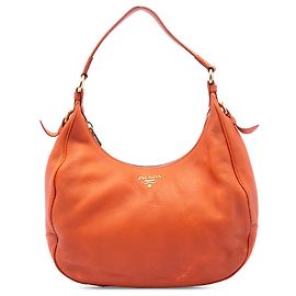 Prada Orange Vitello Daino Hobo mit Reißverschluss Orange