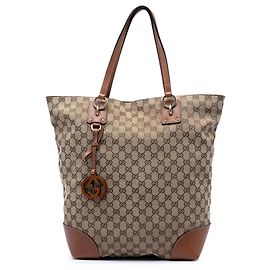 Gucci Beiger großer GG Canvas GG Charm Tote Beige