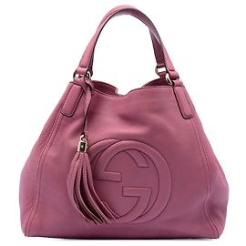 Gucci Pink Medium Leather Soho Cellarius Tote Pink