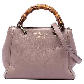 Bolsa shopper mini de couro de bezerro rosa Gucci com bambu Rosa Outro