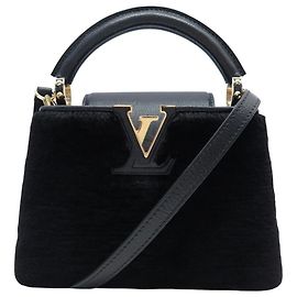 NUOVA BORSA A MANO LOUIS VUITTON CAPUCINES MINI PELLE & VISONE BORSA A SPALLA Nero