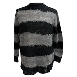 Pull en acrylique gris à rayures et usé d'Acne Studios Gris
