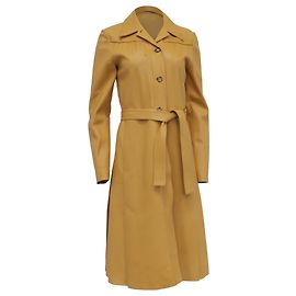 Prada Vintage 2000's Trench Coat in Yellow Leather Yellow Camel