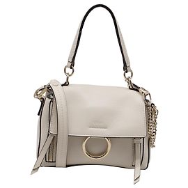 Chloé Mini Faye Day Shoulder Bag in White Leather White Cream