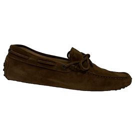 Mocassini stringati Gommino Tod's in suede marrone Marrone Rosso