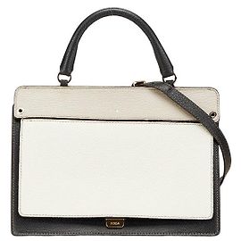 Bolsa 2 em 1 de couro Furla Preto Branco Bege