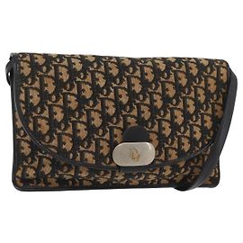 Borsa a Spalla in Tela Trotter Christian Dior Blu Navy Oro Auth ka3744 D'oro Blu navy