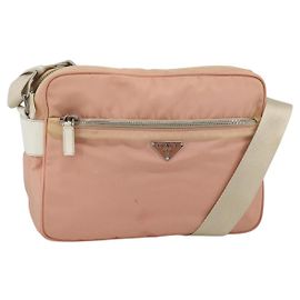 Borsa a Spalla PRADA Nylon Rosa Argento Auth 174397 Argento Rosa