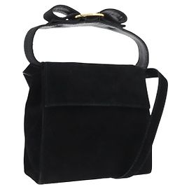 Sac à main Salvatore Ferragamo Vala en daim 2 en 1 noir et or Auth gh1949 Noir Doré