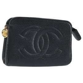 CHANEL COCO Markentasche Kaviarleder Schwarz Gold CC Auth AMZ108 Schwarz Golden